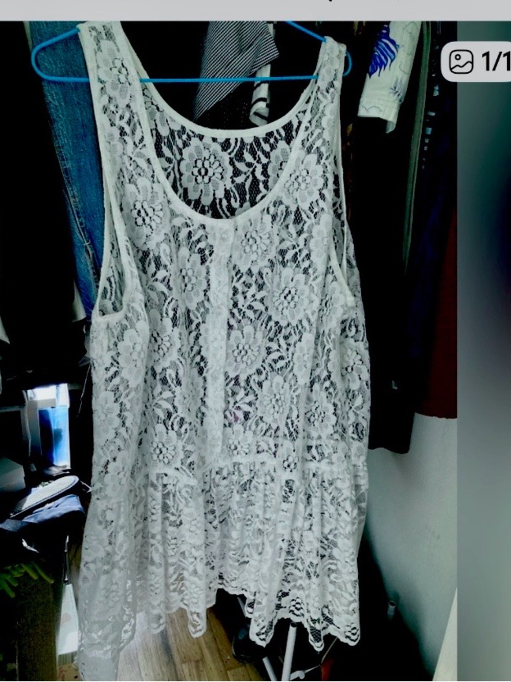 Vintage Olivia Newton John’s Koala Blue Clothing ~ Lace Sleeveless Dress/Top -